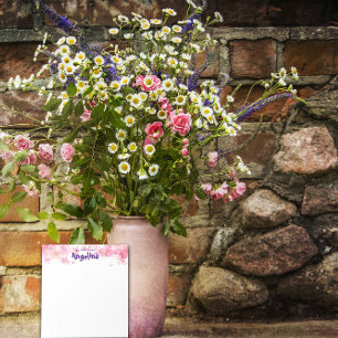 Bloc-note Lettre d'aquarelle rose fleur pourpre