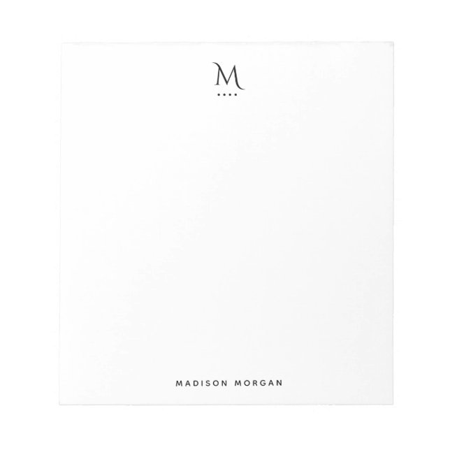 Bloc-note Lettre initiale moderne simple noir (Devant)