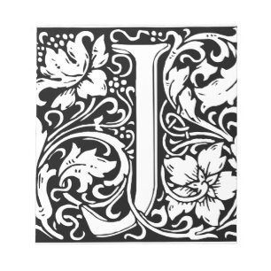Bloc-note Lettre J Monogramme médiéval Art Nouveau