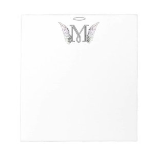 Bloc-note Lettre M Monogramme initial avec ailes angéliques