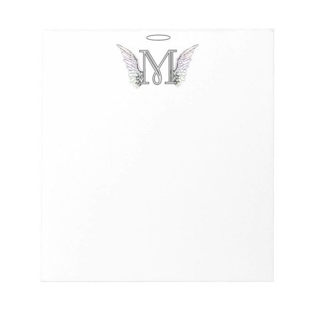 Bloc-note Lettre M Monogramme initial avec ailes angéliques  (Devant)