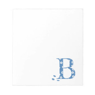 Bloc-note LETTRE Motif Fleur B(bleu)