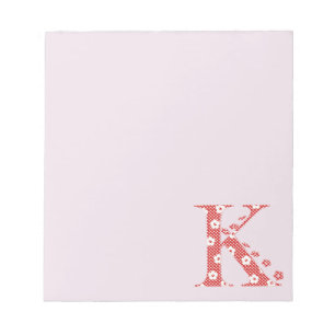 Bloc-note LETTRE Motif Fleur K(rouge)