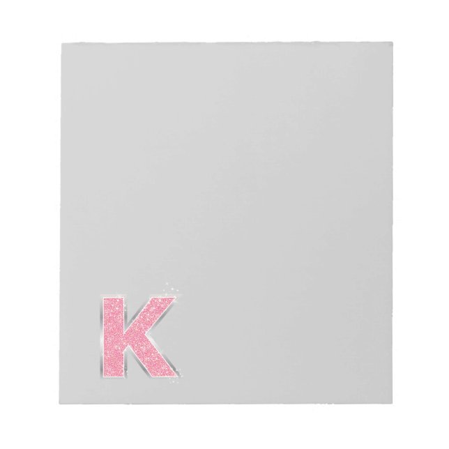 Bloc-note Lettre Parties scintillant rose K (Devant)