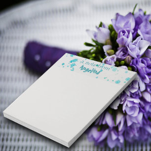 Bloc-note LETTRE turquoise d'aquarelle