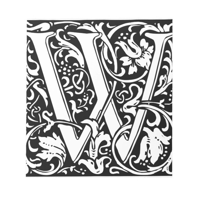 Bloc-note Lettre W Monogramme médiéval Art Nouveau (Devant)