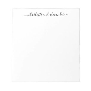 Bloc-note Lettres de script minimaliste Couples personnalis