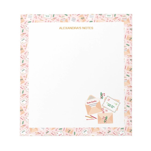 Bloc-note Lettres mignonnes à Père Noël et Mail Motif de Noë (Devant)