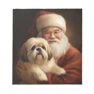 Bloc-note Lhasa Apso avec le Père Noël Noël Festif
