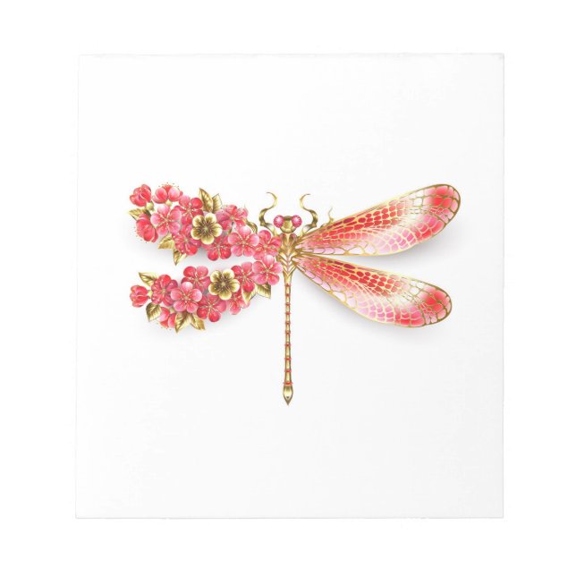 Bloc-note libellule de fleurs avec sakura de bijoux (Devant)