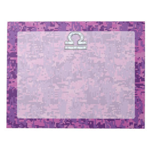Bloc-note Libra Zodiac Symbol Fuchsia Pink Digital Camo