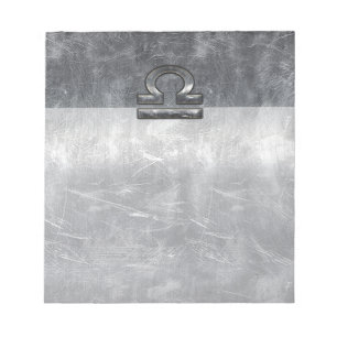 Bloc-note Libra Zodiac Symbol in silver grunge steel style