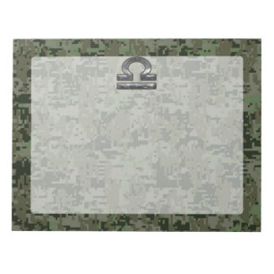 Bloc-note Libra Zodiac Symbole de Green Digital Camouflage