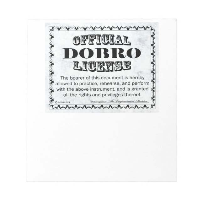 Bloc-note Licence Dobro (Devant)