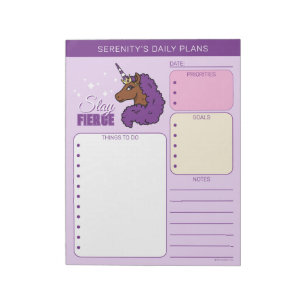 Bloc-note Licorne Afro Violette