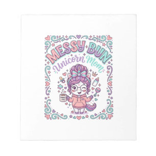 Bloc-note Licorne Chignon Messy Licorne Maman Rétro Style Gr