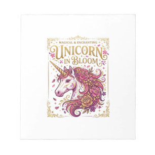 Bloc-note Licorne en fleurs design élégant Zazzle_1