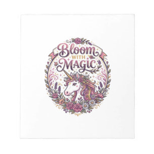 Bloc-note Licorne Fleurir avec Magie POD Prêt Fond Blanc