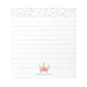 Bloc-note Licorne magique mignonne et étoiles multicolores a