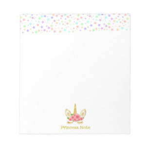 Bloc-note Licorne Magique Mignonne & Étoiles Multicolores