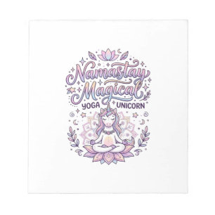 Bloc-note Licorne Namastay Magique Adorable Typographie Conc