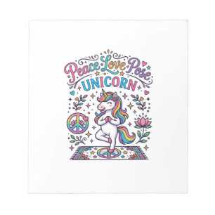 Bloc-note Licorne Paix Amour Pose Licorne Fond Blanc S