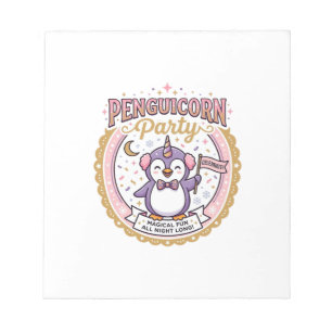 Bloc-note Licorne Penguicorne Fête POD Prêt Design Zazzle_1