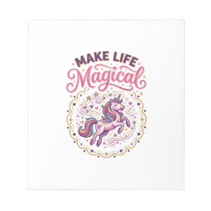 Bloc-note Licorne Rendre La Vie Magique POD Prêt Fond Blanc