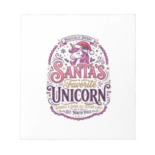Bloc-note Licorne Santa's Licorne préférée