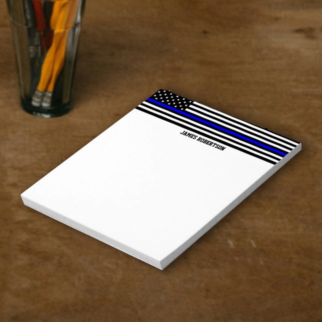 Bloc-note Ligne Bleue Mince - Drapeau Américain Personnalisé (Créateur téléchargé)