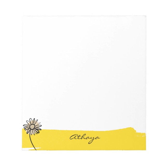 Bloc-note Ligne marguerite jaune Texte personnalisé (Devant)