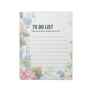 Bloc-note Liste de choses à faire Pages d'hortensia