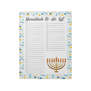 Bloc-note Liste de choses à faire pour Hanouka