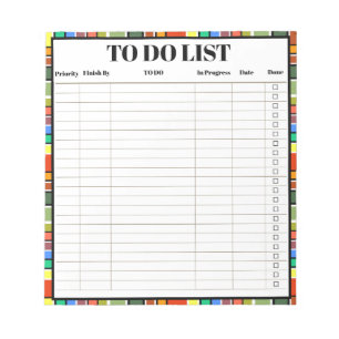 Bloc-note Liste de choses à faire pour organiser le travail 