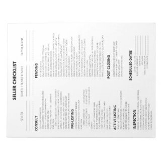 BLOC-NOTE LISTE DE CONTRÔLE DES VENDEURS POUR LES RÉALISATEU