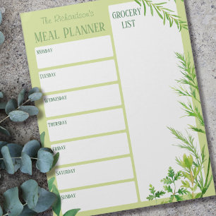 Bloc-note Liste de courses de planificateur de repas personn