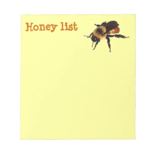 Bloc-note Liste de miel avec abeille