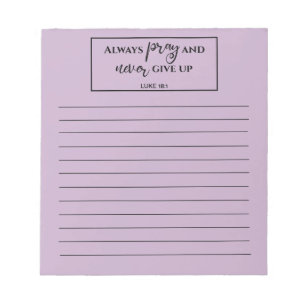 Bloc-note Liste de prière de versets bibliques lignés violet