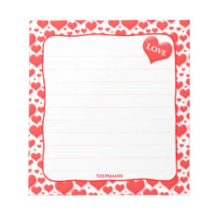 Bloc-note Liste de Saint-Valentin  Motif des Coeurs flottant