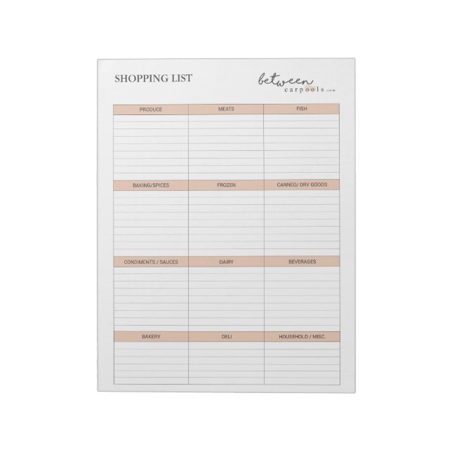 BLOC-NOTE LISTE DE SHOPPING (Tourné)
