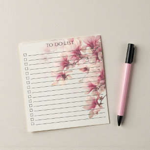 Bloc-note Liste de tâches moderne Bohème avec magnolia aquar