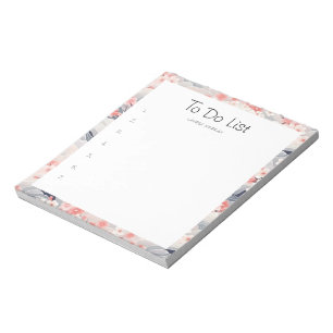 Bloc-note Liste de tâches Sakura Floral Navy Waves