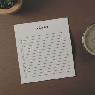 Bloc-note Liste de tâches vert olive Minimaliste Enseignant 