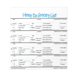 Bloc-note Liste d'épicerie Honey Do ..