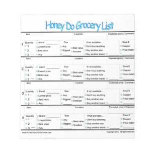 Bloc-note liste d'épicerie miel do ...