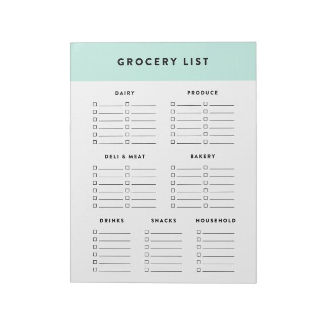 Bloc-note Liste d'épiceries bleues (Tourné)