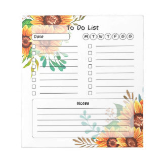 Bloc-note Liste des activités florales
