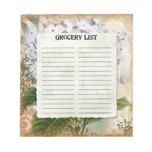 Bloc-note Liste des cartons d'alimentation Botanique Vintage