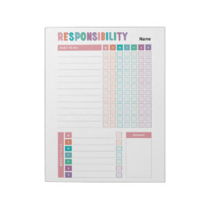 Bloc-note Liste des responsabilités des filles