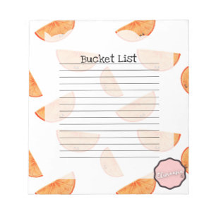 Bloc-note Liste des seaux, Kawaii Orange
